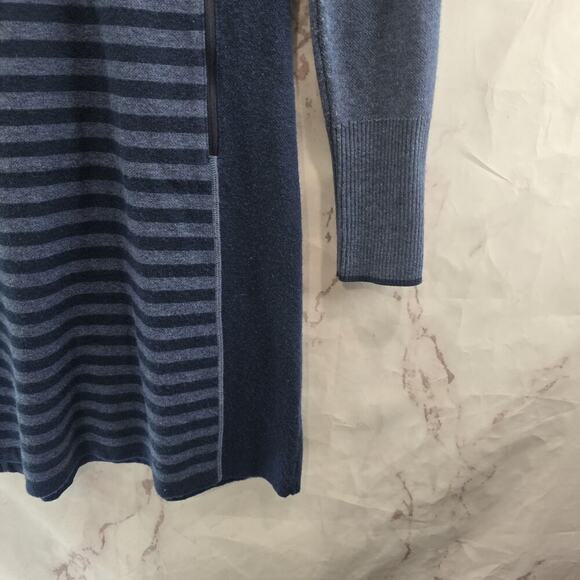 Title Nine Dress Womens XS Blue Stripe Sweater Long Super Power Zip Merino Wool - Picture 4 of 13